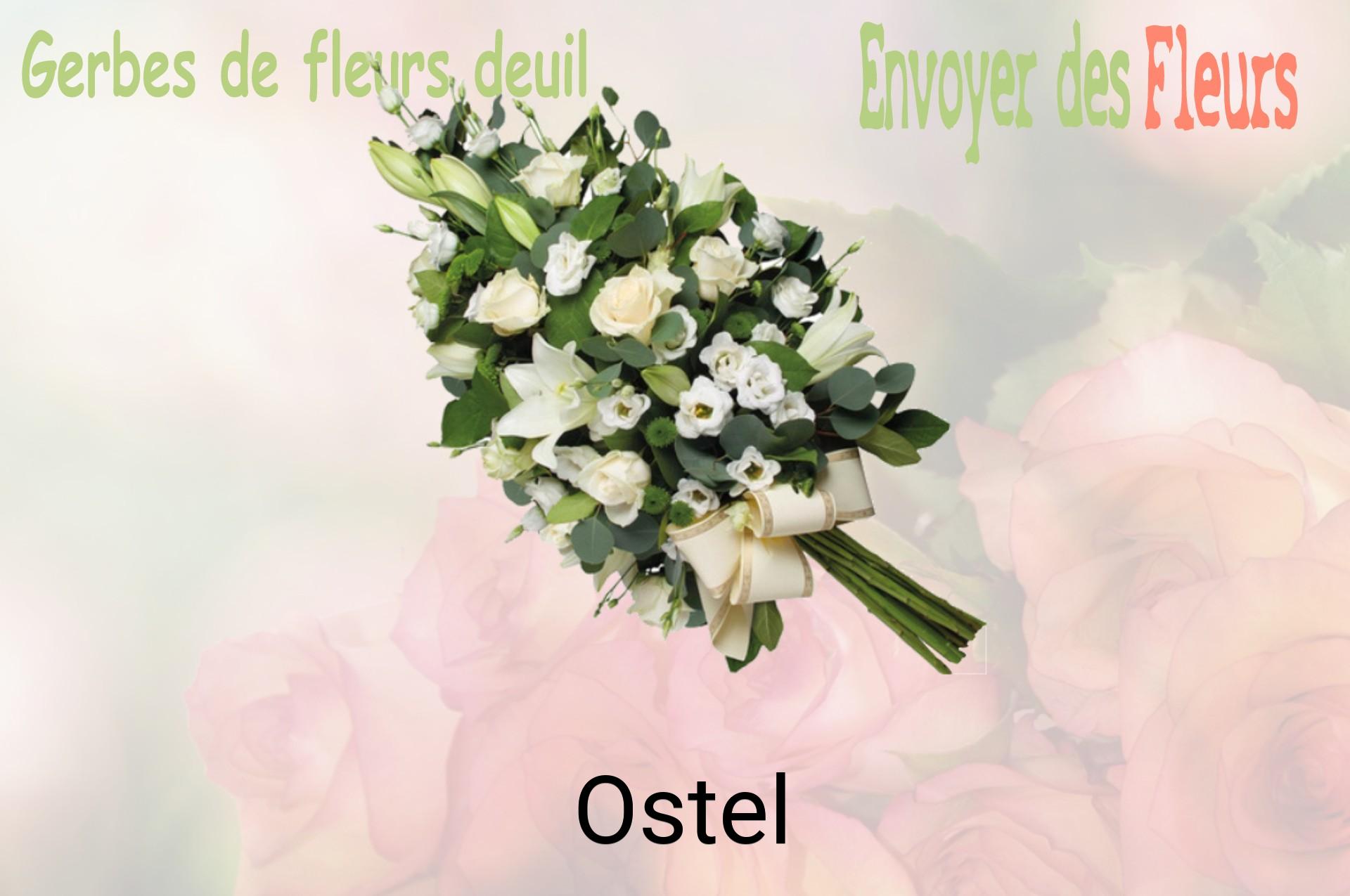 Gerbe de fleurs de deuil livrée à Ostel